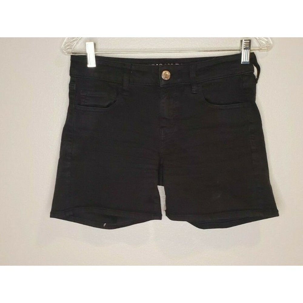 American Eagle Size 4 Jean Shorts Black Midi